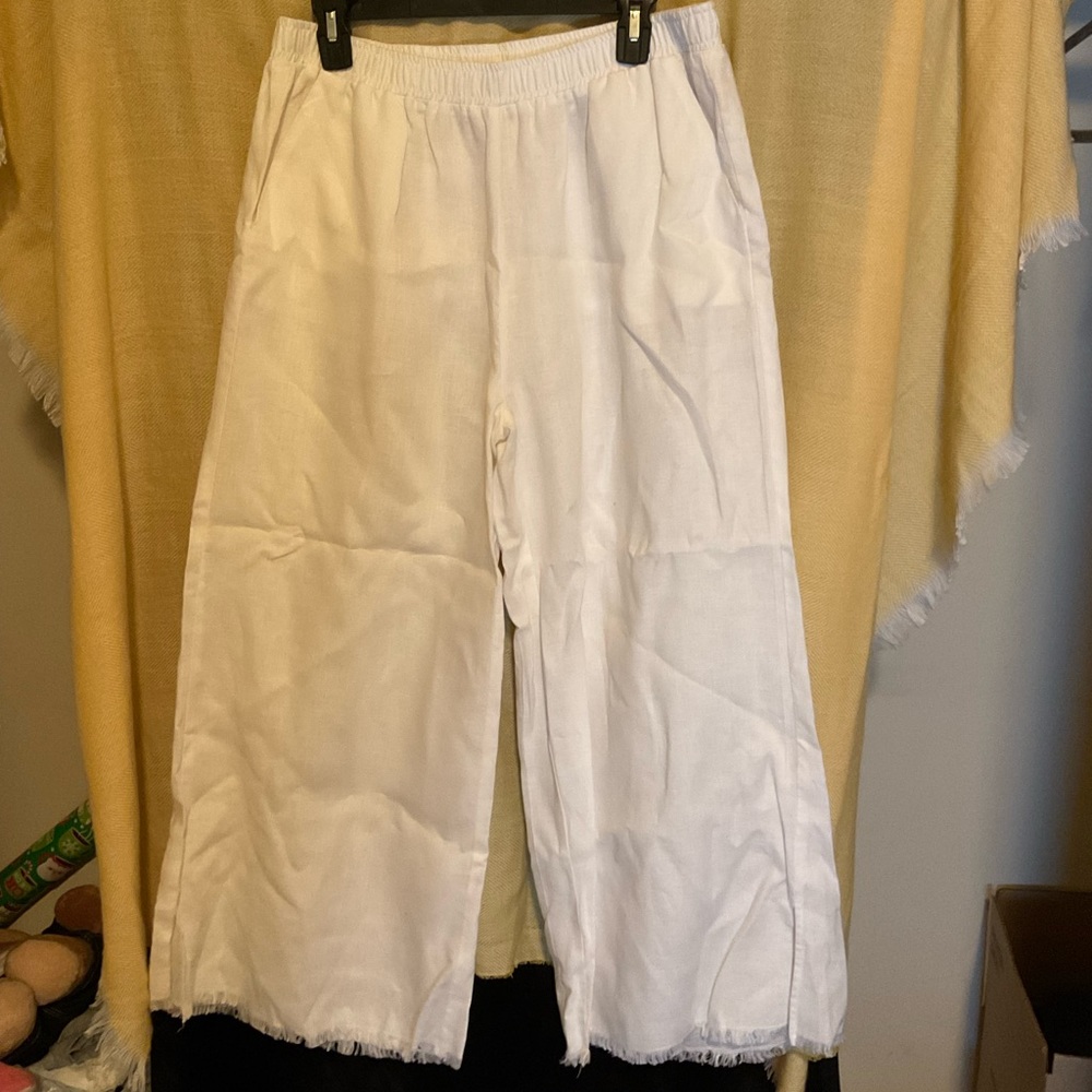 gold hawk wide-leg cusual White pants Sz L